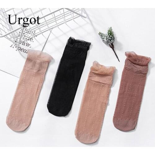 Urgot 5 Pairs Summer New Lace Socks Loose Mouth Womens Socks Glass Long Tube Thin Socks Japanese Harajuku Lady Lace Sock Meias