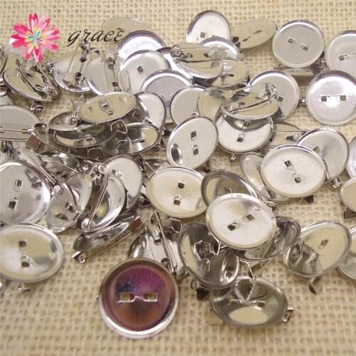 50pc/lot Metal Cabochon Iron Basic Round Brooch Bar Pin Blank Backs Base Clasp Setting Findings For Diy Jewelry Making Accessory