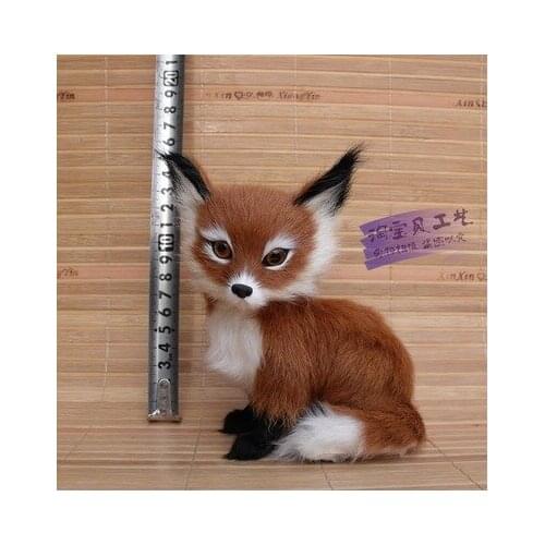 Cute simulation sitting fox toy resin&fur brown fox doll gift about 11x8x15cm 2069