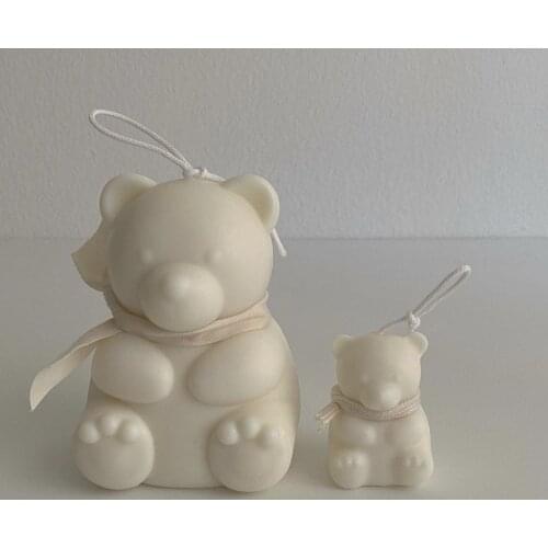 Cute Bear Candle Photographic Prop Creative Gift Bear Shape Soybean Wax Solid Color White Candele Decorative Home Decor BE50CA