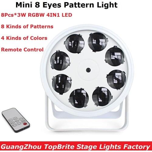 Mini 8 Eyes Pattern Projector High Quality 8X3W RGBW Quad Color LED Stage Effect Lights Remote Control Good For Dj Disco Shows