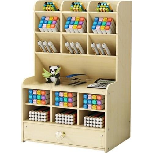 Multi-function Marker Pen Pencils Storage Holder Sundries Organizer Wooden Stand