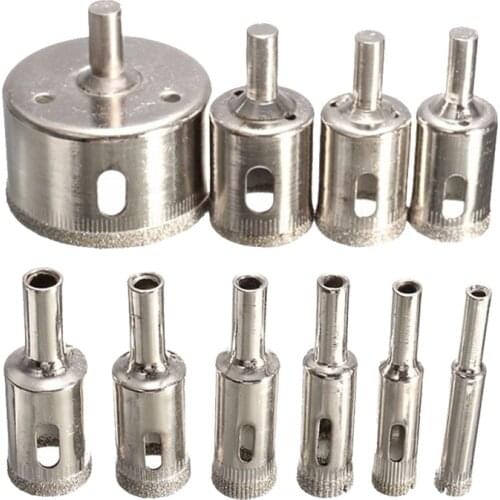 10pcs Diamond Glass Drill Bit Core Drill Bit Set Use For Glass Marble Ceramic Tile Hole Saw Cutter Opener Drilling Tool 6mm-30mm