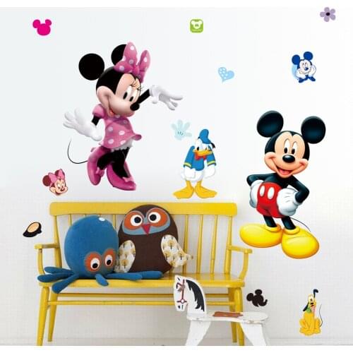 Disney Minnie Mouse Monkey Wall Stickers For Kids Girls Rooms Nursery Home Decor Cartoon Wall Decals Diy Mural Art Kids Gifts