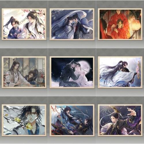 Anime Erha and His White Cat Shizun Wall Art Canvas Painting Nordic Posters and Prints Pictures for Living Kids Home Decoration