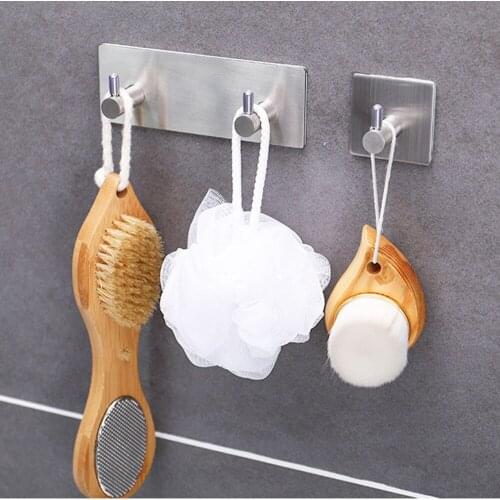 Stainless Steel Self Adhesive Stick Wall Hook Hanger Bathroom Kitchen Door Towel