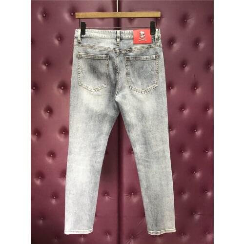 High New 2021 Classical Vintage Mastermind Luxurious Embroidered Skull Head jeans Cotton Denim Pants comfort casual 28-38 #N406