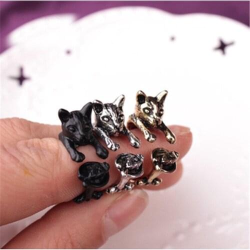 Hot sale cute animal opening ring custom cat eating fish ring Gifts