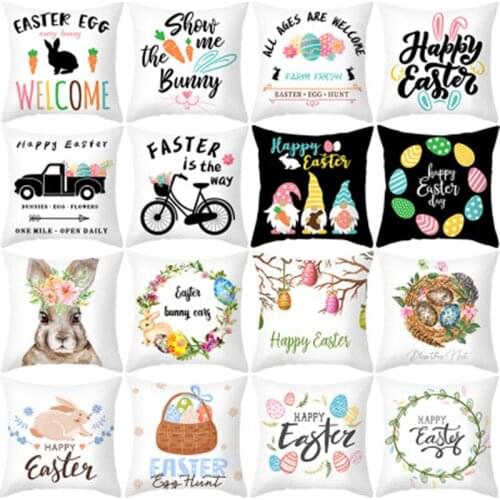 45x45cm Easter Pillowcase Bunny Egg Rabbit Cushion Cover Happy Easter Decor DIY Easter Wreath Pink Rabbit Easter Decor for Home