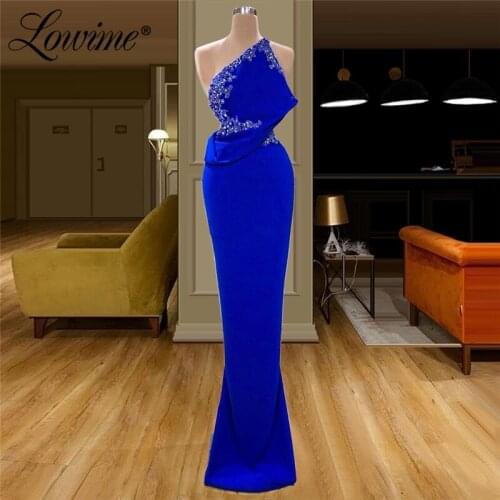 Royal Blue Simple Sexy Sleeveless Evening Dresses 2020 Chiffon Formal Dress Mermaid Party Gown Saudi Arabic Robe De Soiree Prom