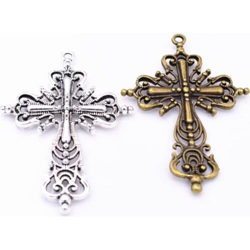 New 63x42x4mm 4pcs/lot Two Colors Plated Crosses Charms Pendant DIY Handmade Jewelry Accessories