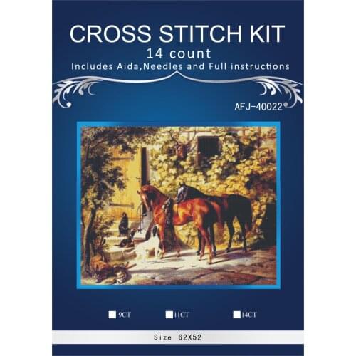 Oneroom Lovely horse family Embroidery Crafts Needlework 14CT Unprinted Arts Cross Stitch Kits DMC DIY Quality