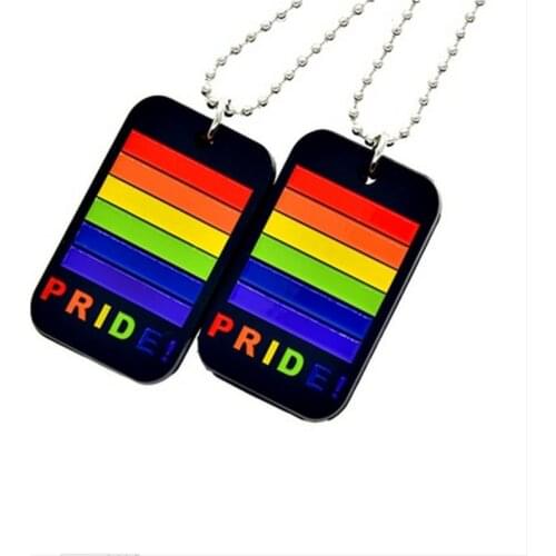 Silicone Dog Tag Rainbow Flag LGBT Pride Charm necklace gay Lesbians Jewelry lover gift