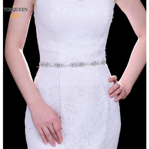 Topqueen S488 Luxury Opal Beaded Dress Belt Diamond Belt Bridesmaid Dress Belt for Wedding Decorative Belt Evening Dresses Belt