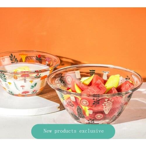 Creative Ramen Bowls Nordic Microwave Oven Glass Food Container Household Glasses Tableware Fruit Salad Bowl Dinnerware Utensils