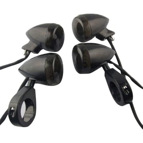 Motorcycle Turn Signals 4pcs Front Rear Lights 39mm Fork Clamp for Motorcycle Scooter Quad Cruiser (Black)