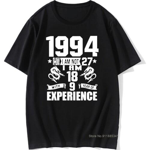 Funny Made In 1994 27th Birthday Gift Print Joke T-shirt 27 Years Awesome Husband Casual Short Sleeve Cotton T Shirts Men