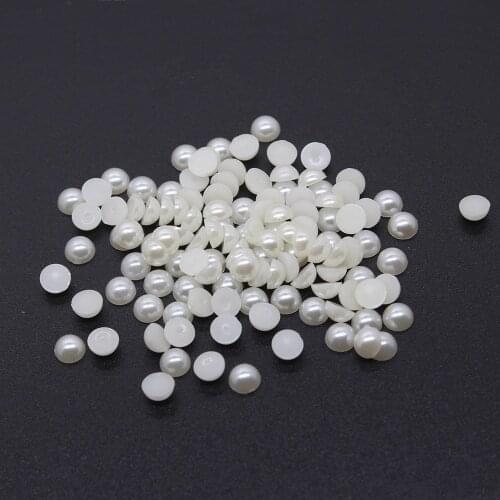 Pearl White 10mm 100Pcs/pack Craft ABS Imitation Pearls Half Round Flatback Pearls Resin Scrapbook Beads Decorate DIY