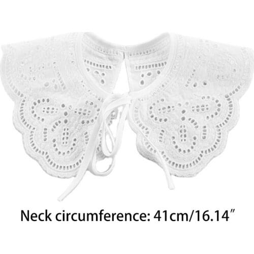 Womens Hollow Out Dragonfly White False Fake Collar Lolita Jacquard Floral Lace Big Shawl Necklace Short Poncho Capelet
