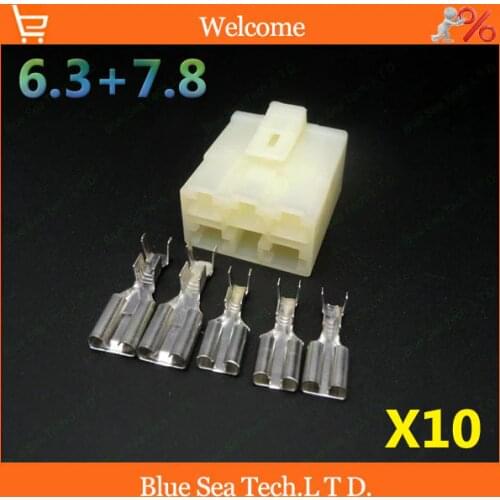 10 sets 6.3mm+7.8mm 5 Pin/way male Auto electronic plug,Car electrical connector for Motorcycle,truck,car