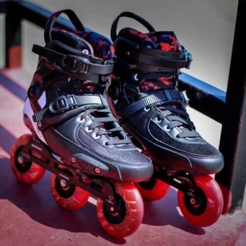 2019 Original Powerslide TAU TRINITY 3*90mm Carbon Fiber Speed Inline Skates Adult Roller Skating Shoes Free Skating Patines