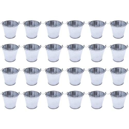 24pcs Tinplate Mini Metal Bucket Flower Pots Home Decoration Small Iron Balcony Planters Desktop Decor for Home