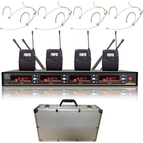 4 Mic 1 Transmitter UHF Wireless Cordless Microphone system Professional Vocal microphone Headset Lapel For Stage KTV