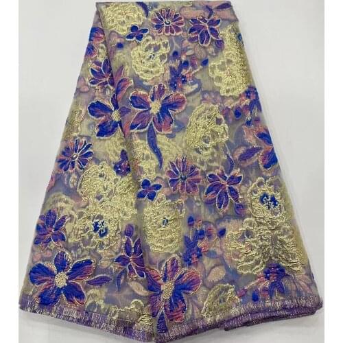 5Yards African Brocade Jacquard Fabric 2021 Nigerian Damask Cloth Organza Tulle Lace French Net Mesh Material Sewing Dress POZ28