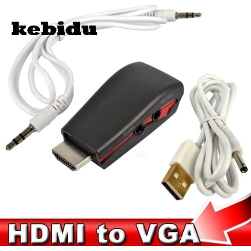 HDMI-compatible to VGA Adapter Male to Female Conversion Connector 1080P for Laptop HDTV DVD with 3.5mm audio Cable USB Power