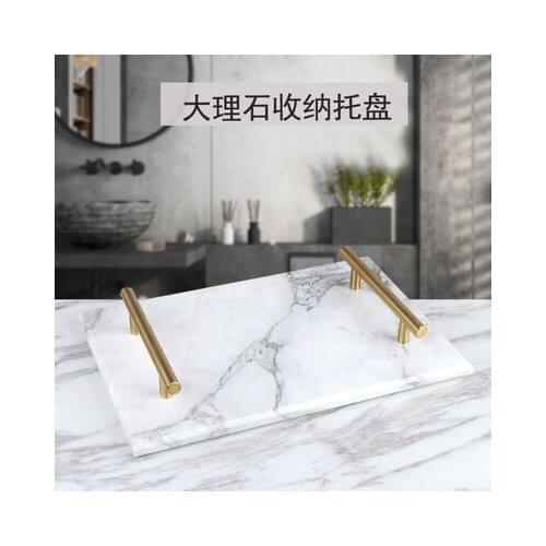 Pure Marble Tray With Armrests Bathroom Storage Tray Jewelry Storage Tray for Kitchen Tray Dish