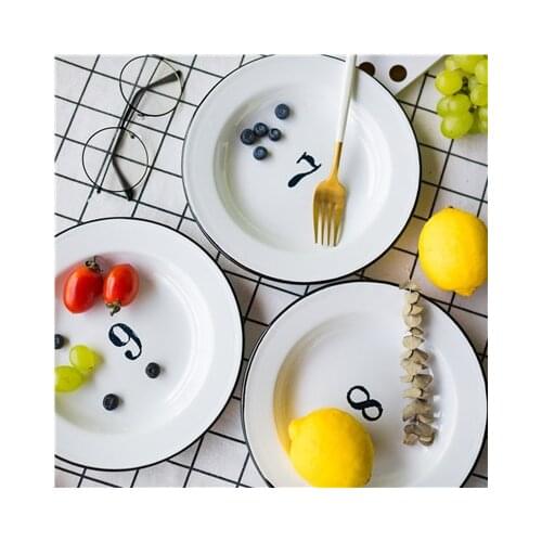 Enamel Japanese Classic Home Breakfast Enamel Disc Digital Thickening Breakfast Tableware Plate