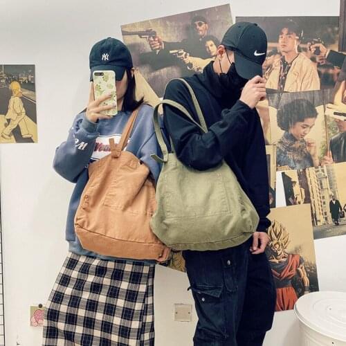 Canvas bag Unisex Casual Tote Large capacity handbag Travel Bag Japanese vintage fashion shoulder bag