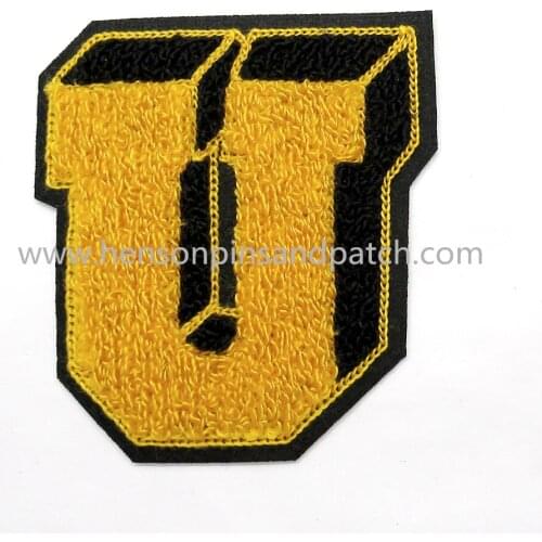 Custom Chenille letter U patches, tower jacket patch