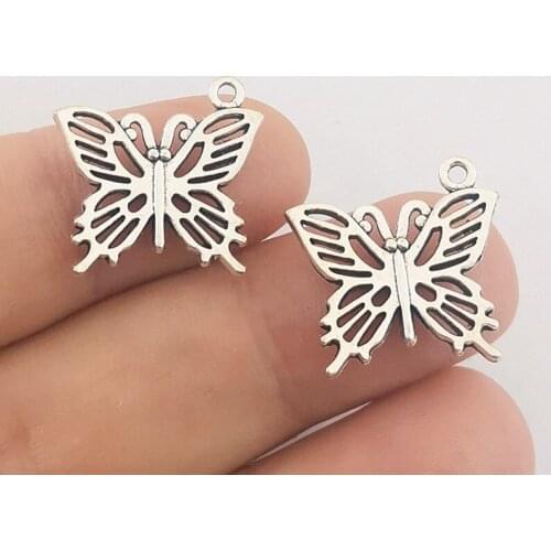 JINDINSP 10pcs 20x19mm Small Butterfly Charm Cute Hollow Butterfly Charms For Jewelry Making Tiny Butterfly Charms DIY