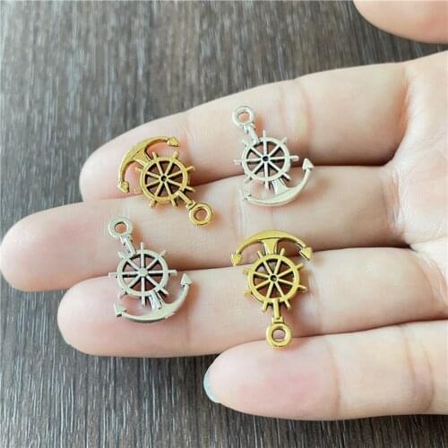 JunKang 20pcs 14*21mm Turkey popular anchor rudder pendant tag DIY handmade bracelet necklace connection accessories