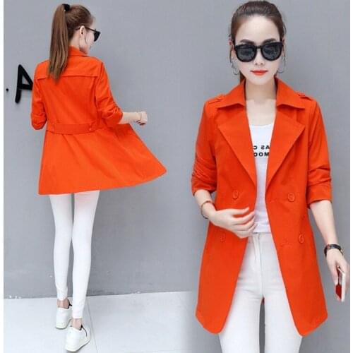KJA128 2018 Korean New Autumn Women Clothing Solid Color Windbreaker Female Long Fashion Coats Trench Veste Femme Manche Longue