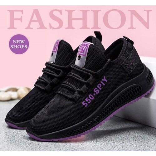 Women Casual Shoe Sneakers Women Outdoor Air Mesh Shoes Solid Shallow Slip On Shoes Lace Up Stretch Walking Female Fabric Shoes