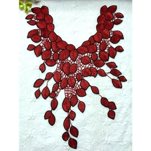 Leaves Flower Lace Embroidery Patches Sew On Patch DIY Embroidered Applique for Dress Collar Decoration Clothing Accessory