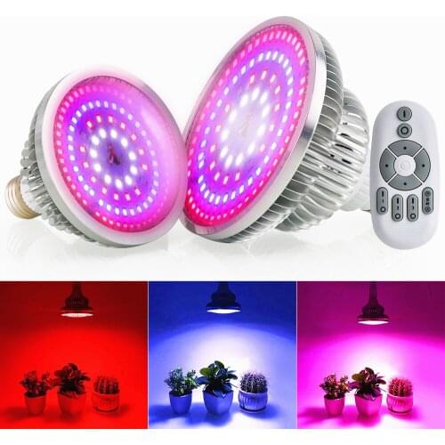90W 50W E27 LED Grow Light With Remote Control Full Spectrum For Indoor Flower Plant Veg Hydroponics System Grow/Bloom Tent