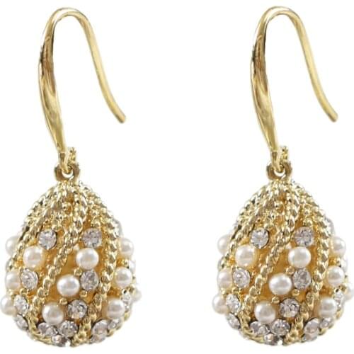 LANFLORA Bohemia fashion pearl women Romantic birthday earrings copper alloy earrings Classic bulk wholesale earrings