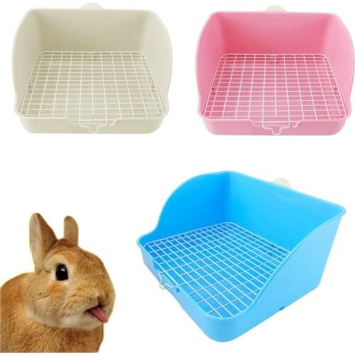 Hot new product Pet rabbit large toilet spray-proof bunny potty Cat Toilet Mesh Square Potty Trainer Hamster Corner Litter Box