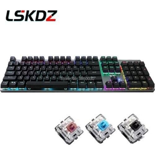 2020 Mechanical Keyboard 104 Anti-ghosting Luminous Blue Black BrownSwitch Backlit wired Gaming Keyboard Russian/English/Spainsh