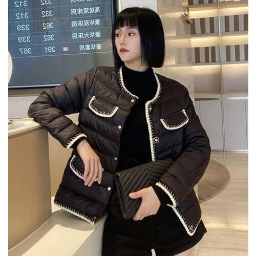 2021 Fashion Winter Women Down Coat Ultralight Collarless Duck Down Jacket Portable Female Padded Parkas O-Neck Puffer Overcoat