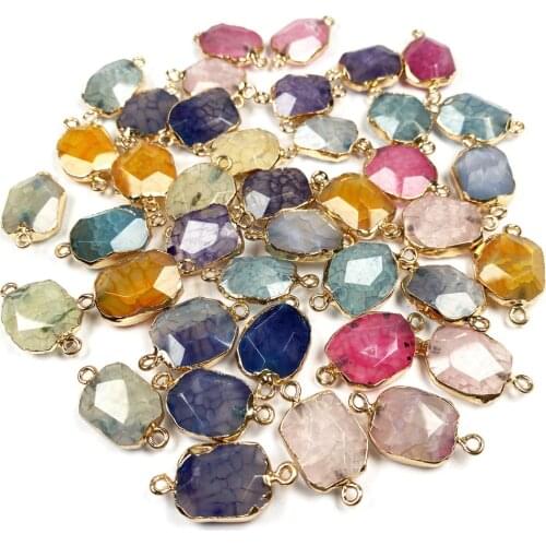 Natural Agates Pendant Connectors Irregular Exquisite Colorful Agates Link Stone Charm for Jewelry Making Necklace Bracelet Gift