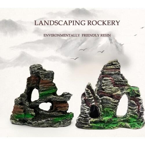 Small Aquarium Landscaping Decoration Trumpet Rockery Mini Sharp Peak Mountain Aquarium Landscaping Resin Rockery Stone