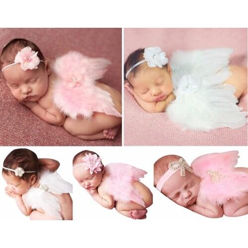 2018 New Arrivals Baby Bebe Girl Clothes Newborn Supreme Headband+Feather Wing Clothing Set Headbands+Hot Wings Photography Prop