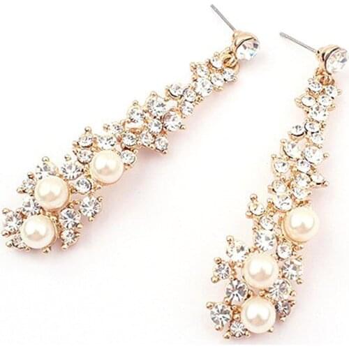 New design crystal Long Drop Earrings Women Rhinestone wedding party earrings for woman 11.9