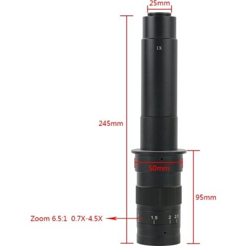 Adjustable 10X-300X Zoom C-mount Lens 0.7X~4.5X Magnification 25mm C-mount For CCD CMOS Industry Video Microscope Camera
