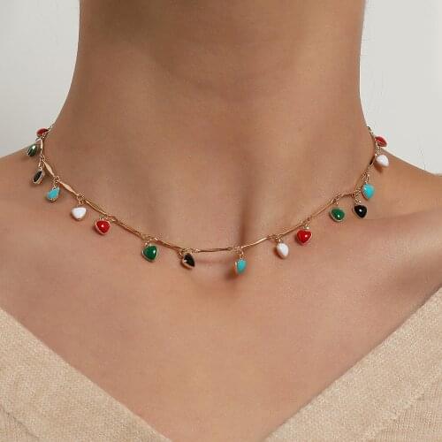 Gold Color Heart Womens Pendant Necklace Fashion Female Choker Necklaces Jewelry Simple Ladies Choker Neck Chains Collar Charm