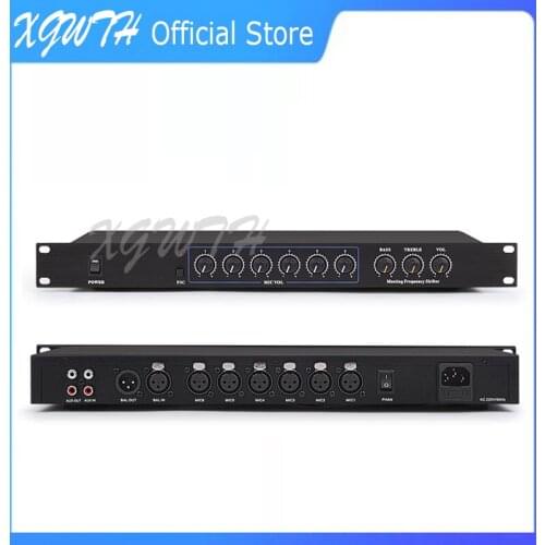 Frequency Shifter with 6 Input 48V Phantom Power Supply Feedback Suppressor Anti-howling Conference Room Karaoke DJ System